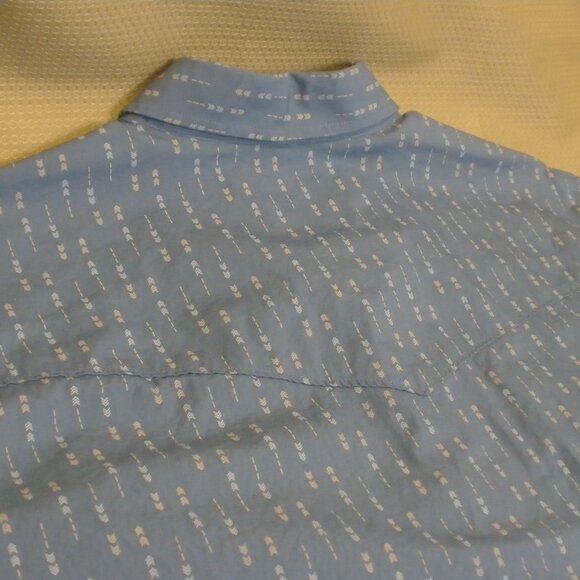 Ely Cattleman Mens Pearl Snap Shirt Sz XL 100% Cotton Blue W/ Arrows Long Sleeve - Picture 9 of 10